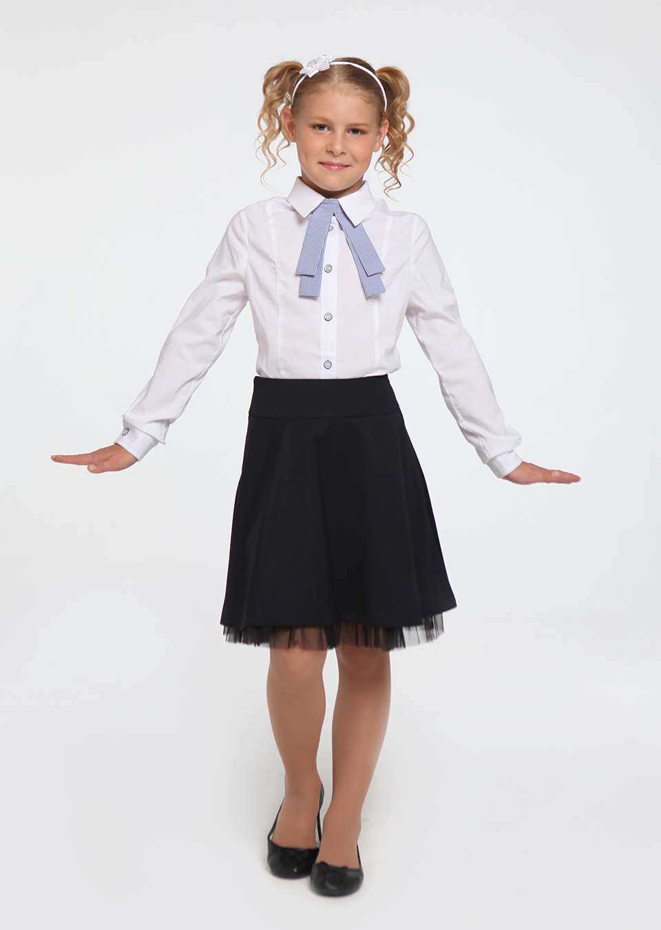 Блуза с галстуком школьная для девочек